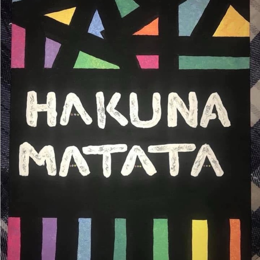 Colorful Geometric 'Hakuna Matata' Art Painting